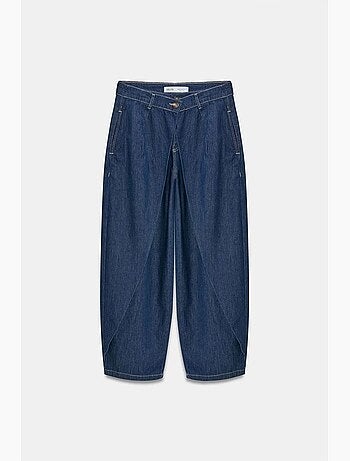 Jeans de ganga de cintura subida e perna larga e larga dilvin