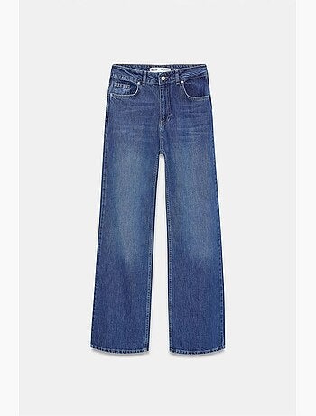 Jeans de ganga de perna larga e cintura subida dilvin