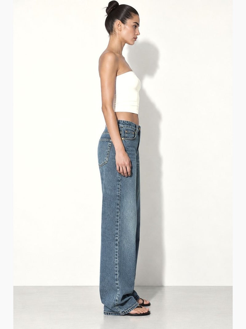 Jeans de ganga de perna larga e corte direito hiccup Azul-safira - Kiabi