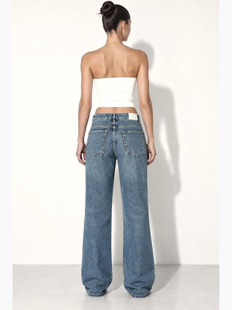 Jeans de ganga de perna larga e corte direito hiccup Azul-safira - Kiabi
