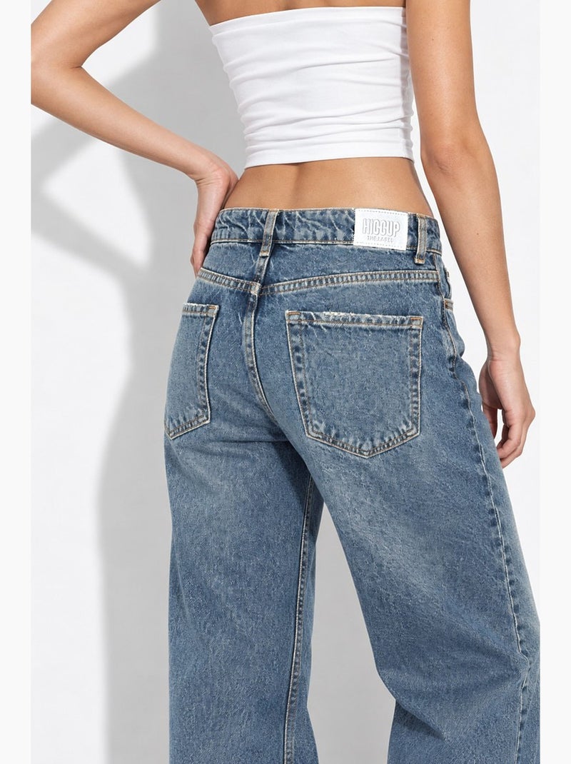 Jeans de ganga de perna larga e corte direito hiccup Azul-safira - Kiabi