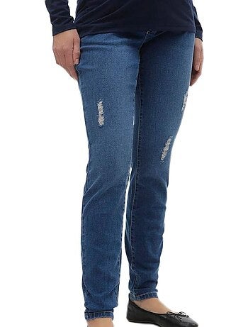 Jeans de Maternidade Vero Moda com Faixa de Suporte Azul para Mulher