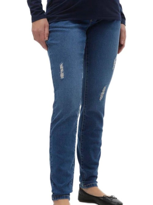 Jeans de maternidade vero moda com faixa de suporte azul para mulher - Kiabi Jeans de maternidade vero moda com faixa de suporte azul para mulher - Kiabi