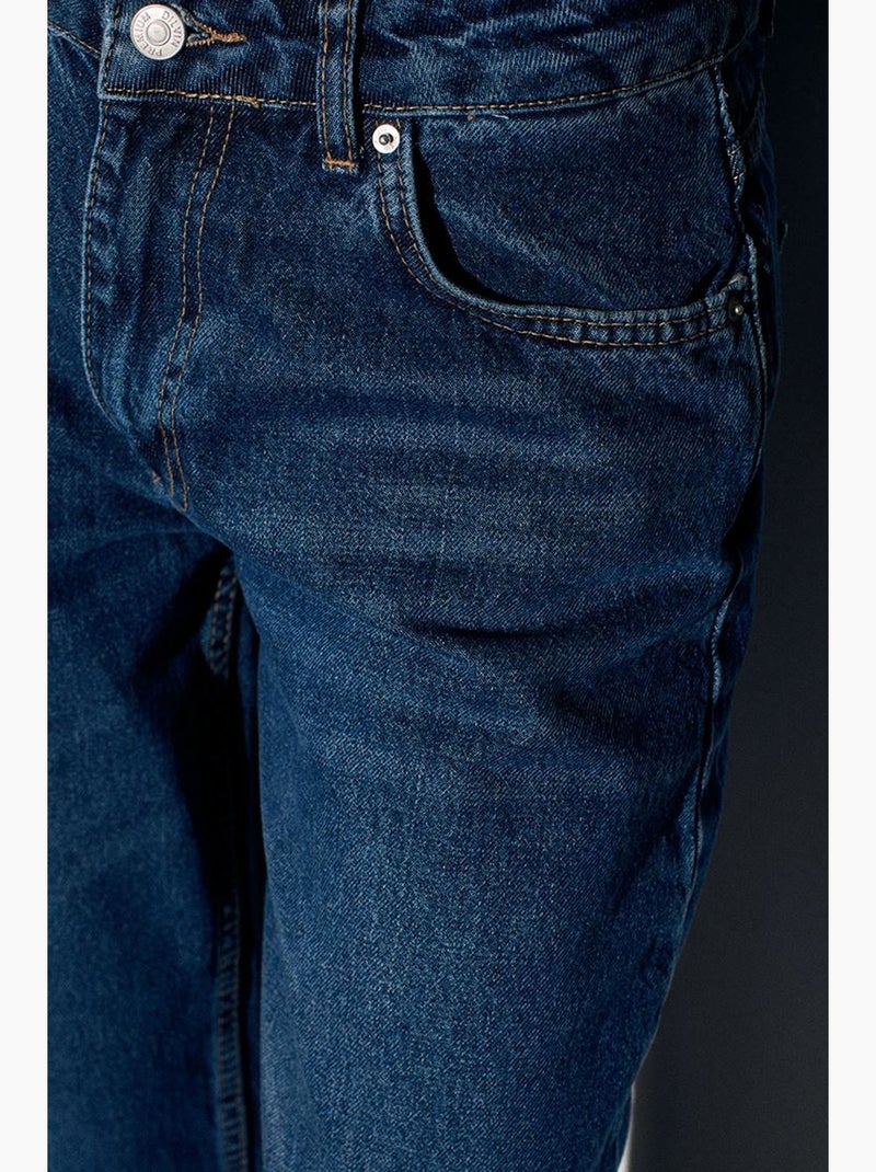 Jeans de mulher de cintura baixa e perna larga dilvin Azul-safira - Kiabi