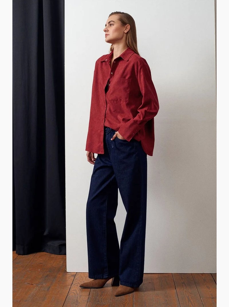 Jeans de mulher de cintura média e perna reta dilvin Azul-ultramar - Kiabi