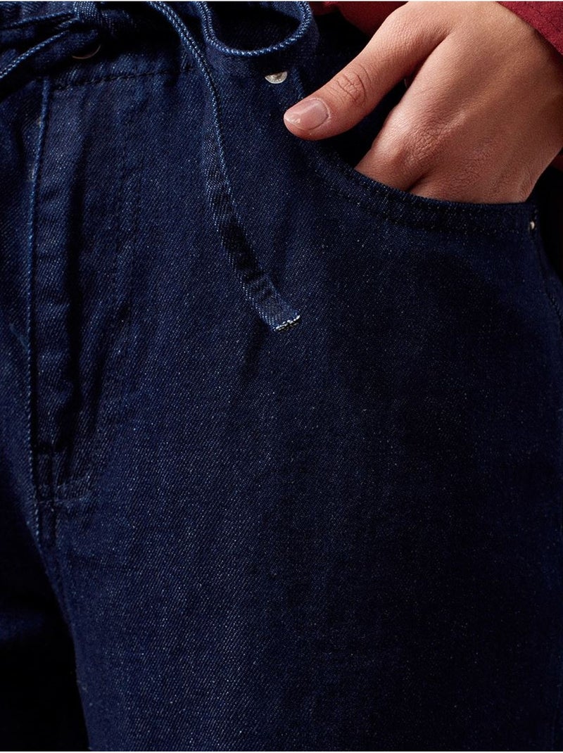 Jeans de mulher de cintura média e perna reta dilvin Azul-ultramar - Kiabi