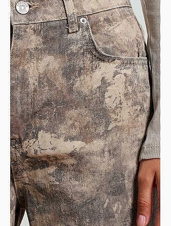 Jeans de mulher de cintura média, perna reta e tie-dye dilvin