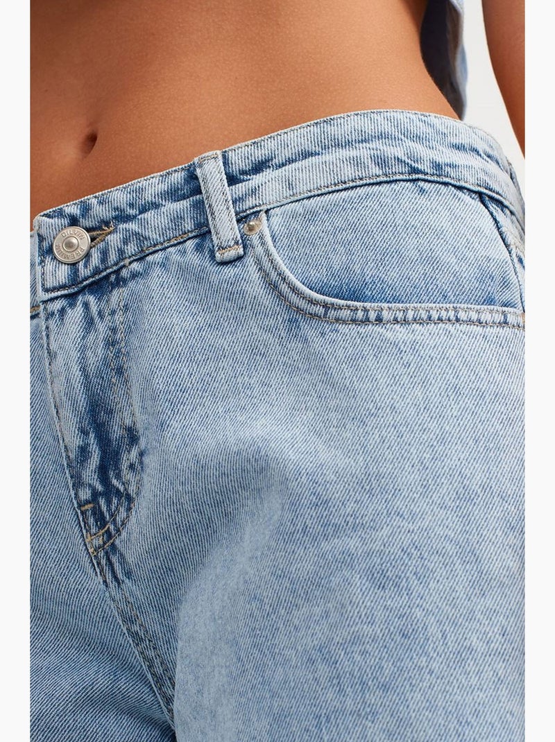Jeans de mulher de cintura subida e perna larga dilvin Azul claro - Kiabi