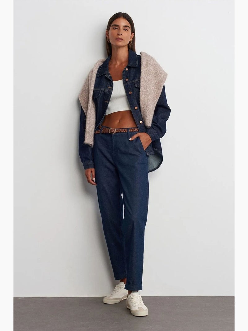 Jeans de mulher de cintura subida e perna reta dilvin Azul-ultramar - Kiabi