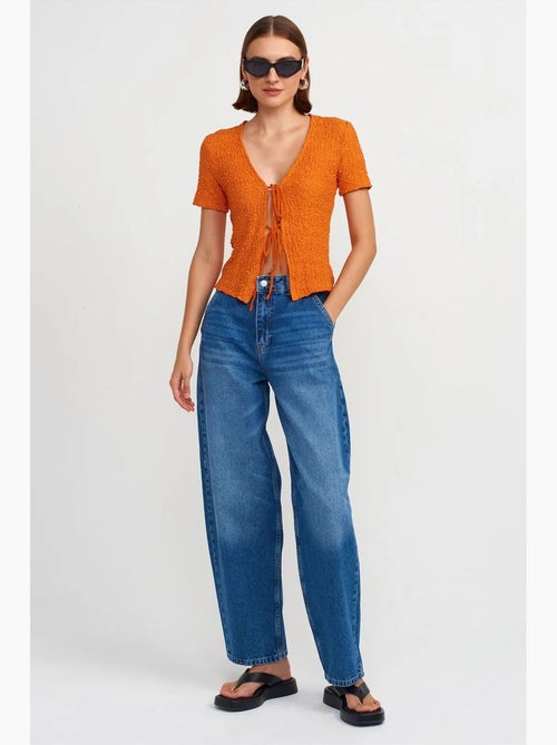 Jeans de perna balão de cintura subida dilvin - Kiabi Jeans de perna balão de cintura subida dilvin - Kiabi