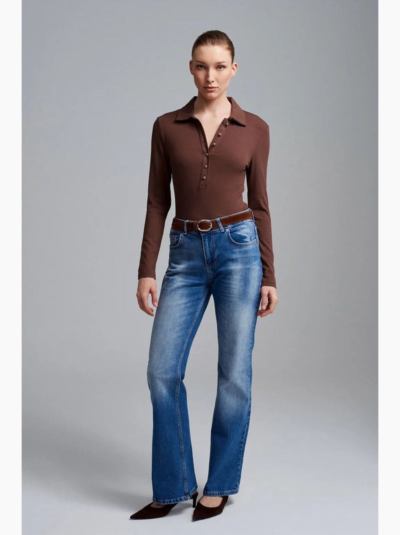 Jeans de perna reta de cintura baixa dilvin Azul-safira - Kiabi