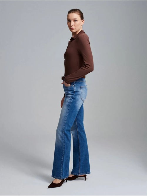 Jeans de perna reta de cintura baixa dilvin - Kiabi