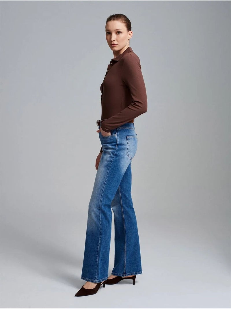 Jeans de perna reta de cintura baixa dilvin Azul-safira - Kiabi