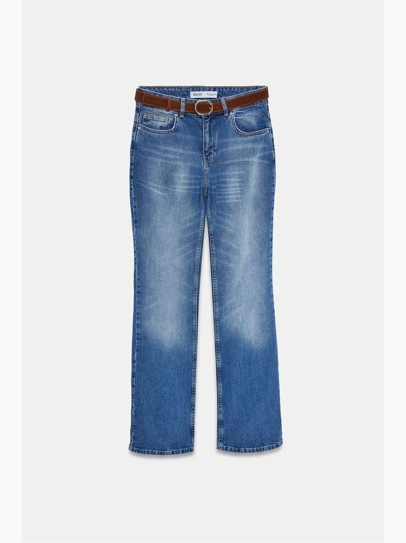Jeans de perna reta de cintura baixa dilvin Azul-safira - Kiabi
