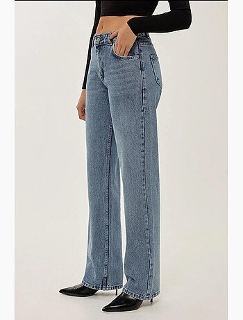 Jeans de perna reta de cintura média hiccup