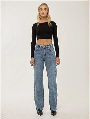 Jeans de perna reta de cintura média hiccup