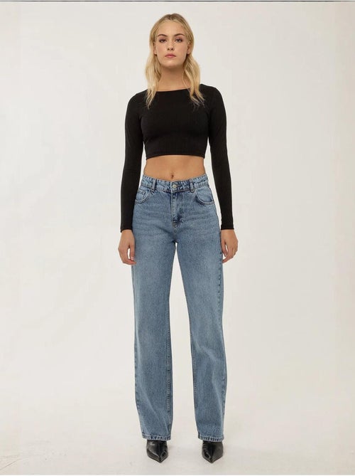 Jeans de perna reta de cintura média hiccup - Kiabi Jeans de perna reta de cintura média hiccup - Kiabi