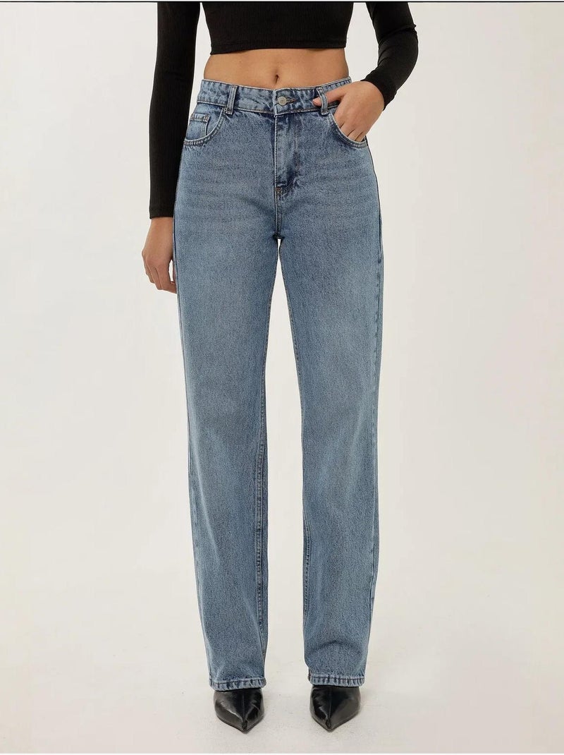 Jeans de perna reta de cintura média hiccup Azul - Kiabi