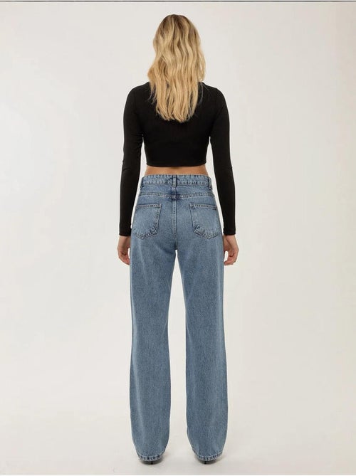 Jeans de perna reta de cintura média hiccup - Kiabi Jeans de perna reta de cintura média hiccup - Kiabi