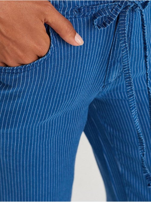Jeans de tencel às riscas de cintura média e perna larga dilvin - Kiabi Jeans de tencel às riscas de cintura média e perna larga dilvin - Kiabi