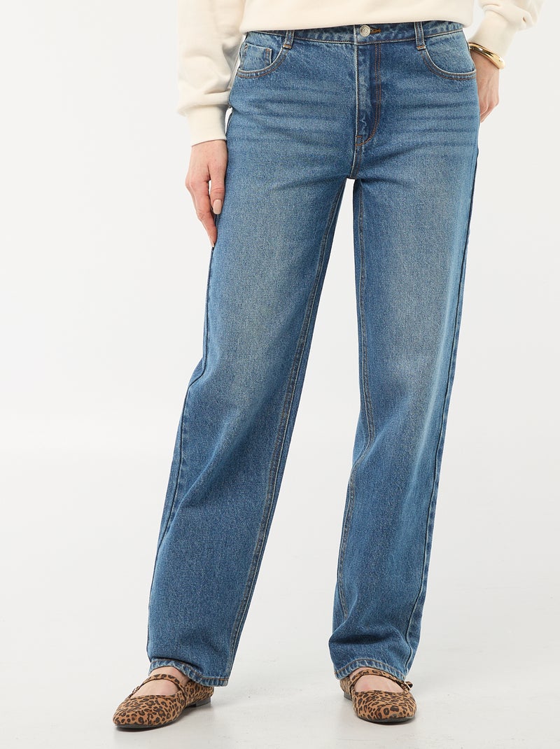 Jeans direitos de cintura subida - L32 Azul - Kiabi