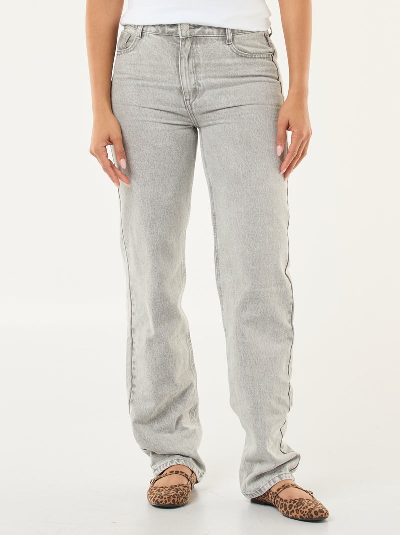 Jeans direitos de cintura subida - L32 Cinza - Kiabi