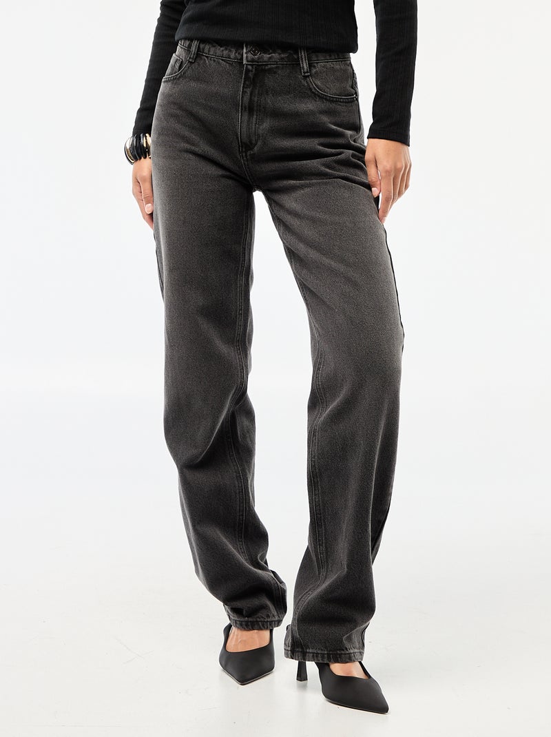 Jeans direitos de cintura subida - L32 Preto - Kiabi