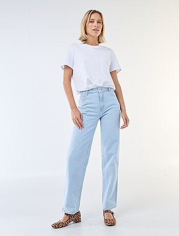 Jeans direitos de ganga em algodão