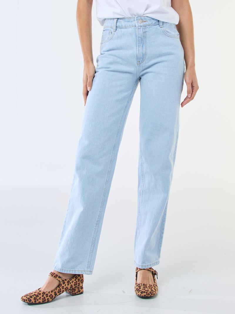 Jeans direitos de ganga em algodão Azul - Kiabi