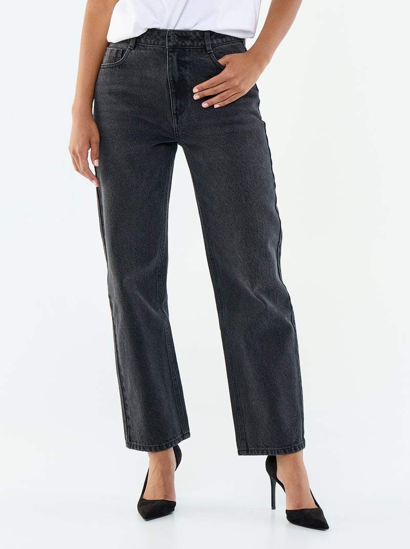 Jeans direitos de ganga em algodão Preto - Kiabi