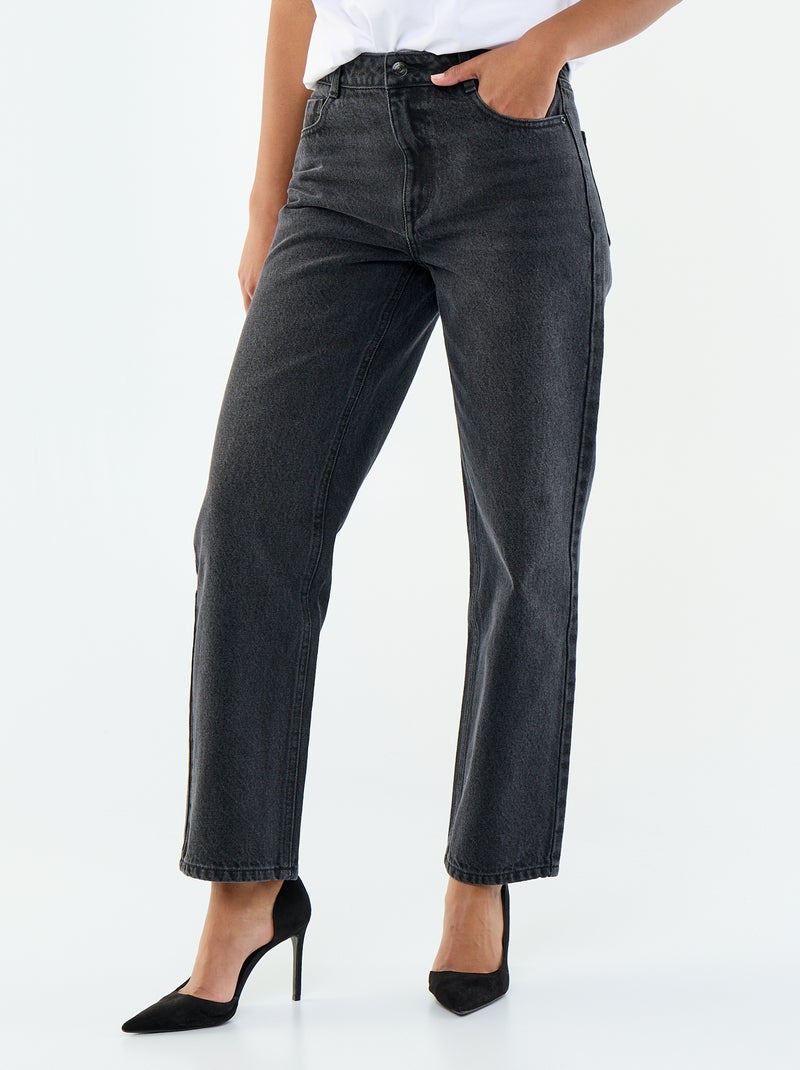 Jeans direitos de ganga em algodão Preto - Kiabi