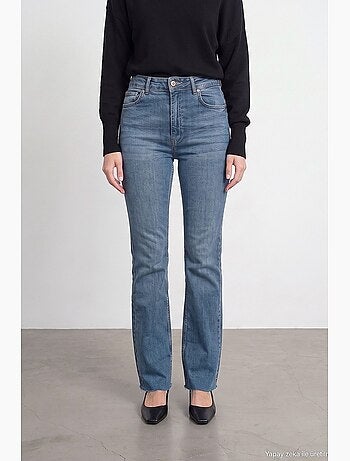 Jeans feminino de perna reta dilvin