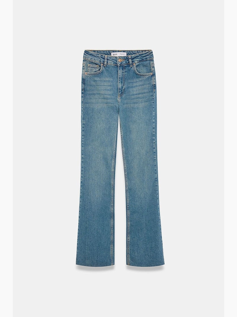 Jeans feminino de perna reta dilvin Azul-safira - Kiabi