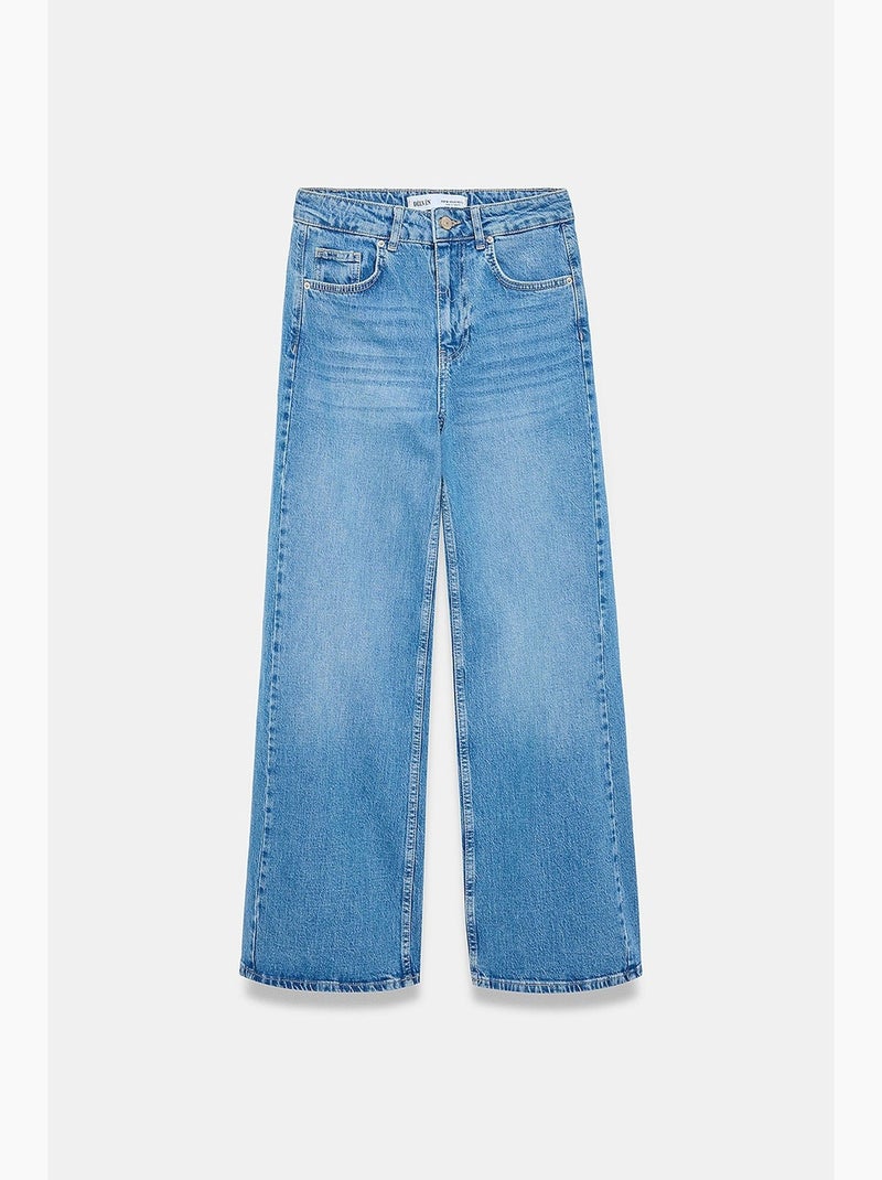 Jeans feminino de perna reta dilvin Azul-safira - Kiabi