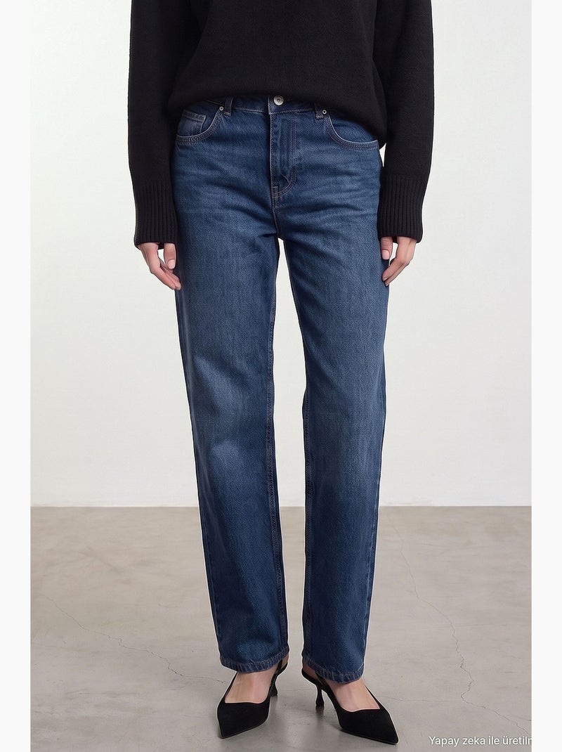 Jeans feminino dilvin Azul-safira - Kiabi
