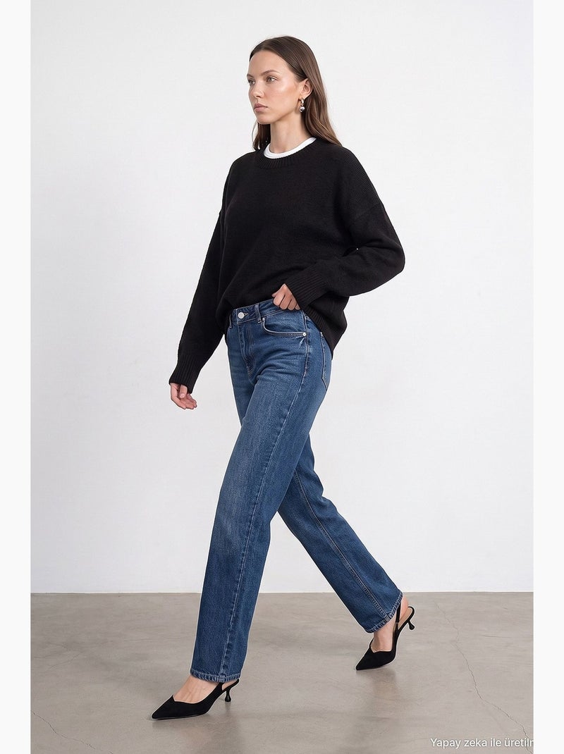 Jeans feminino dilvin Azul-safira - Kiabi