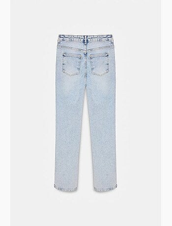 Jeans femininos de cintura alta e perna reta dilvin