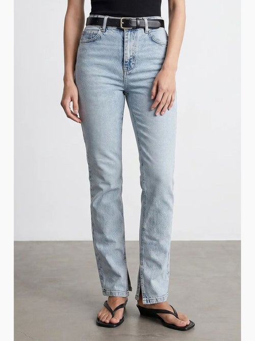Jeans femininos de cintura alta e perna reta dilvin - Kiabi