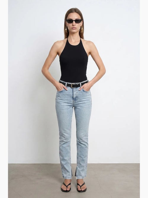 Jeans femininos de cintura alta e perna reta dilvin - Kiabi