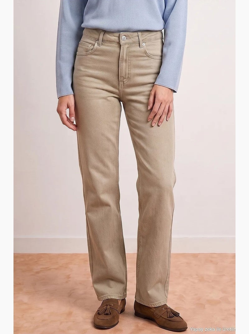 Jeans femininos dilvin Areia - Kiabi