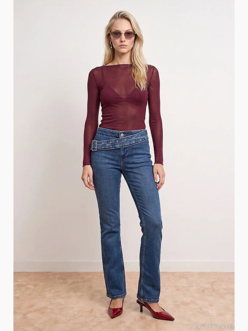 Jeans femininos dilvin Azul-safira - Kiabi