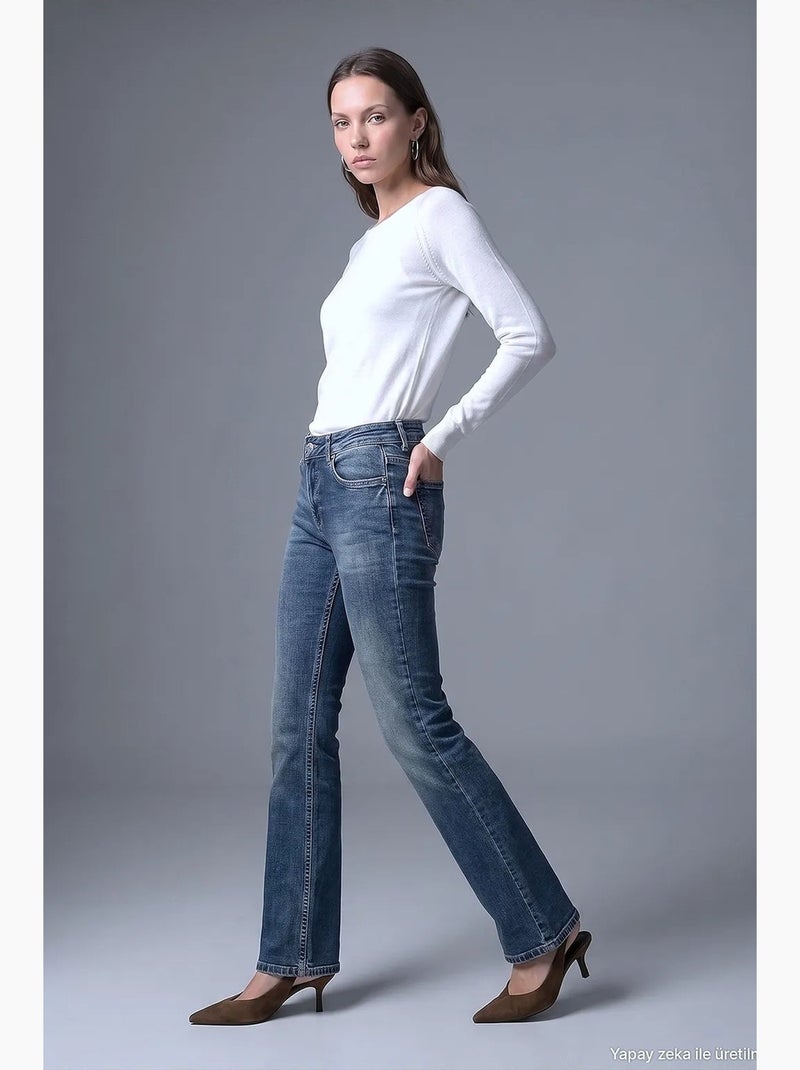 Jeans femininos dilvin Azul-safira - Kiabi