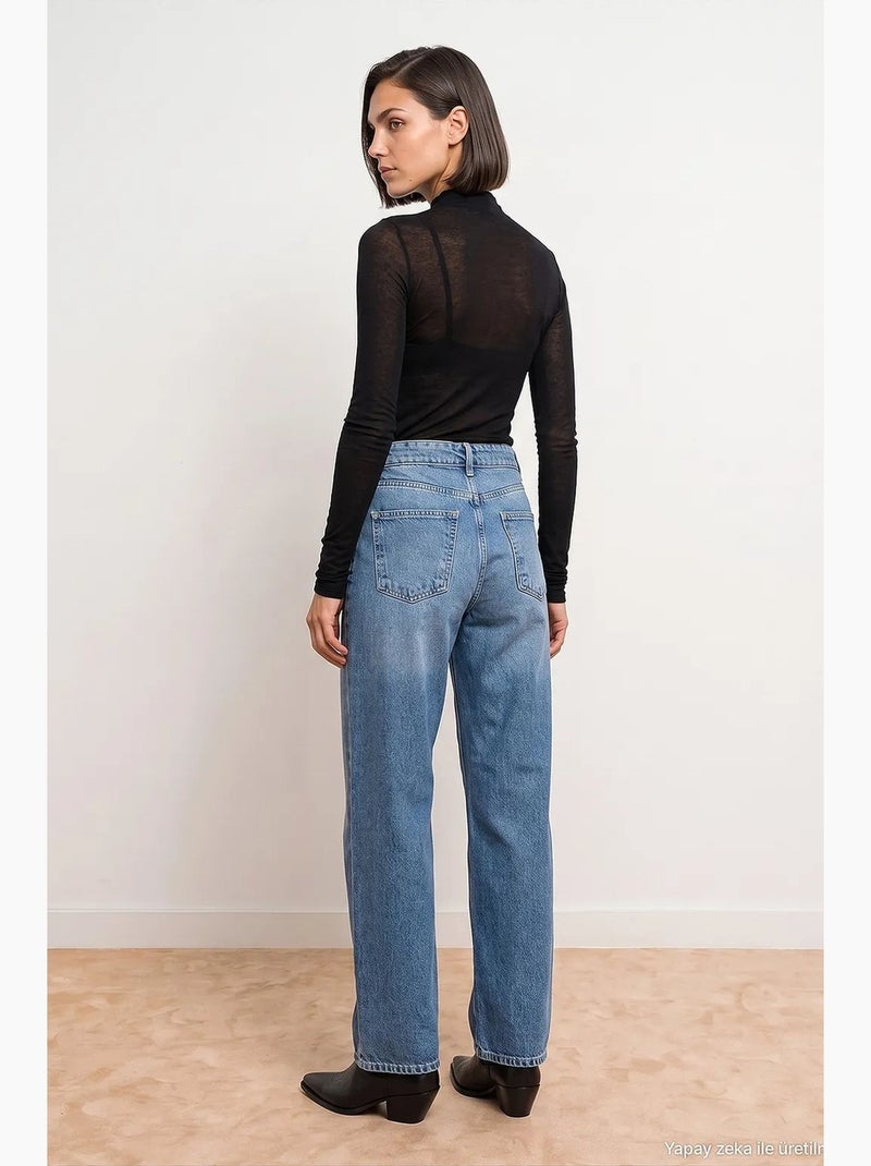 Jeans femininos dilvin Azul-safira - Kiabi