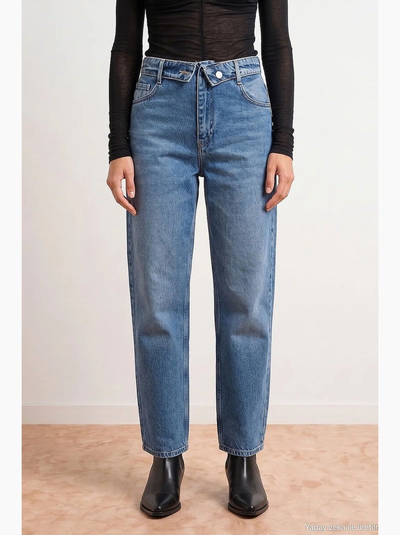 Jeans femininos dilvin Azul-safira - Kiabi