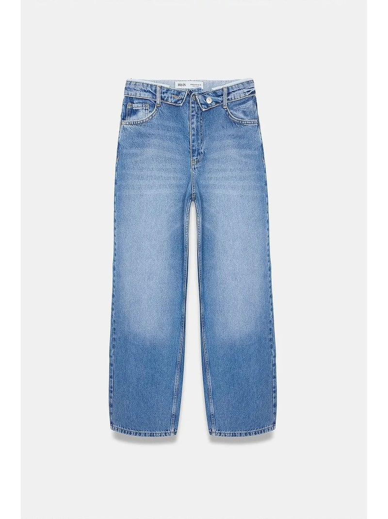 Jeans femininos dilvin Azul-safira - Kiabi