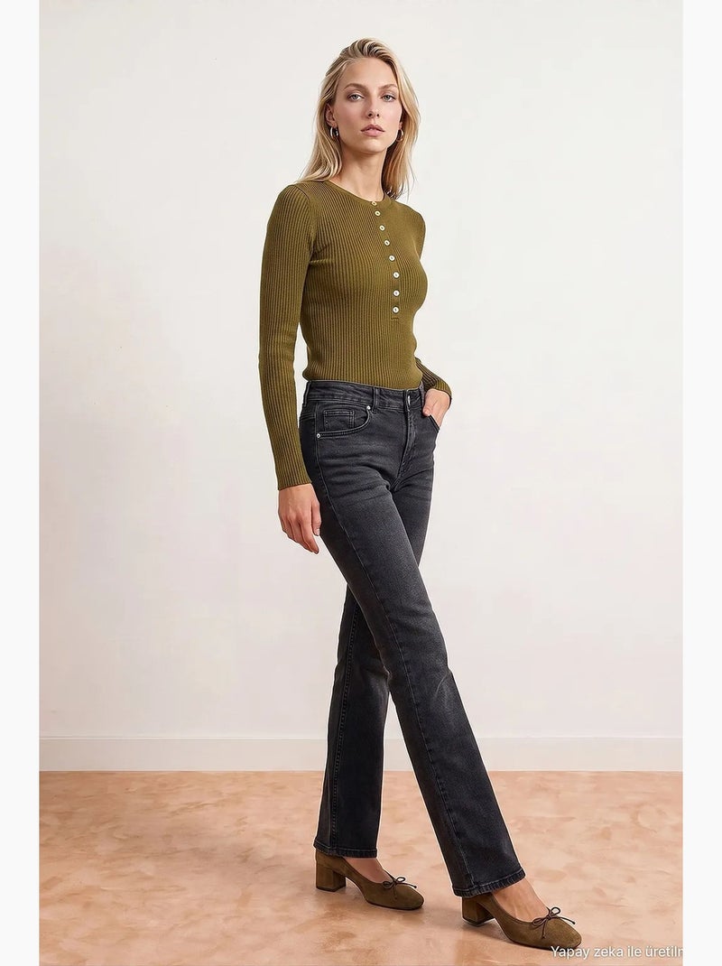 Jeans femininos dilvin Cinza escuro - Kiabi