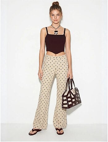 Jeans flare de mulher de cintura média com bolinhas lucci