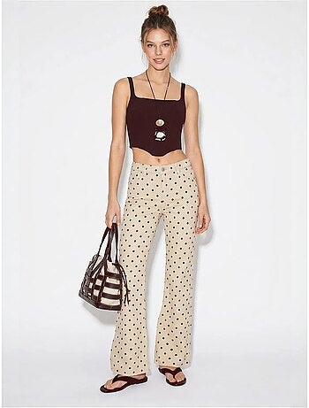 Jeans flare de mulher de cintura média com bolinhas lucci