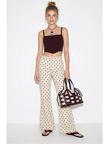Jeans flare de mulher de cintura média com bolinhas lucci