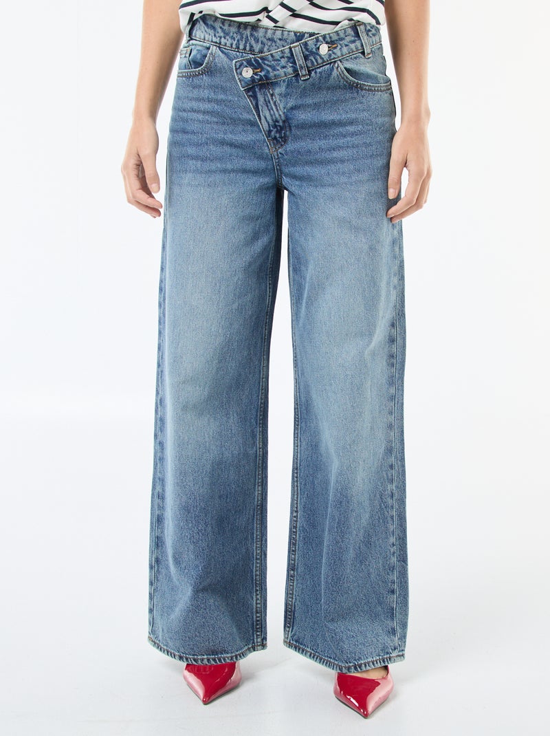 Jeans largos com abertura dupla abotoada Azul - Kiabi